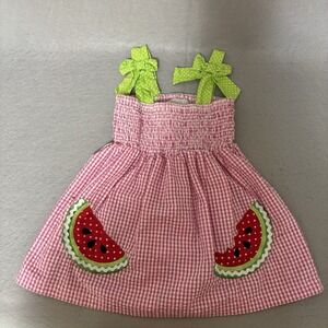 Rare Too Watermelon Gingham Smocked Sundress 3T